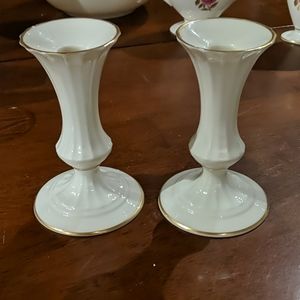 Pair of Lenox Rhodora candlesticks